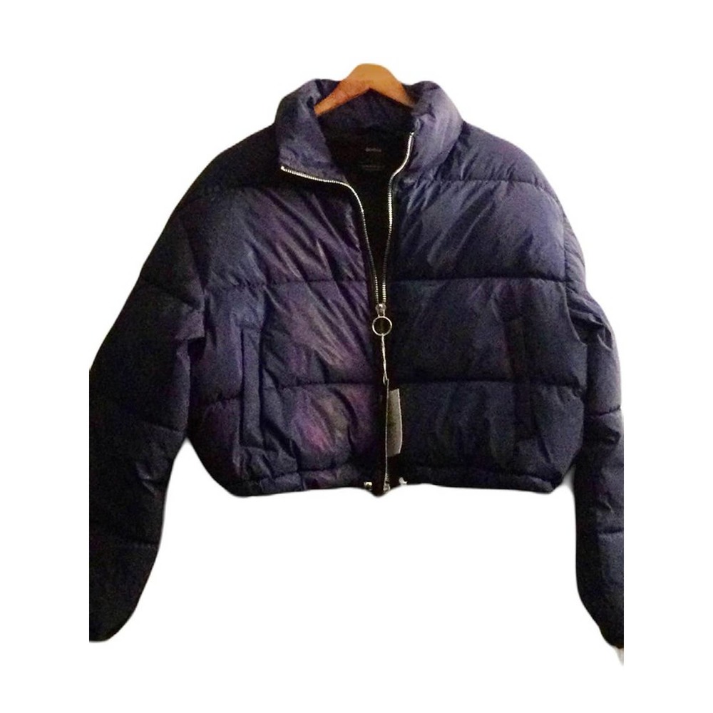 BERSHKA Womens/Girls Short Super Puffer Jacket In Purple Size Medium